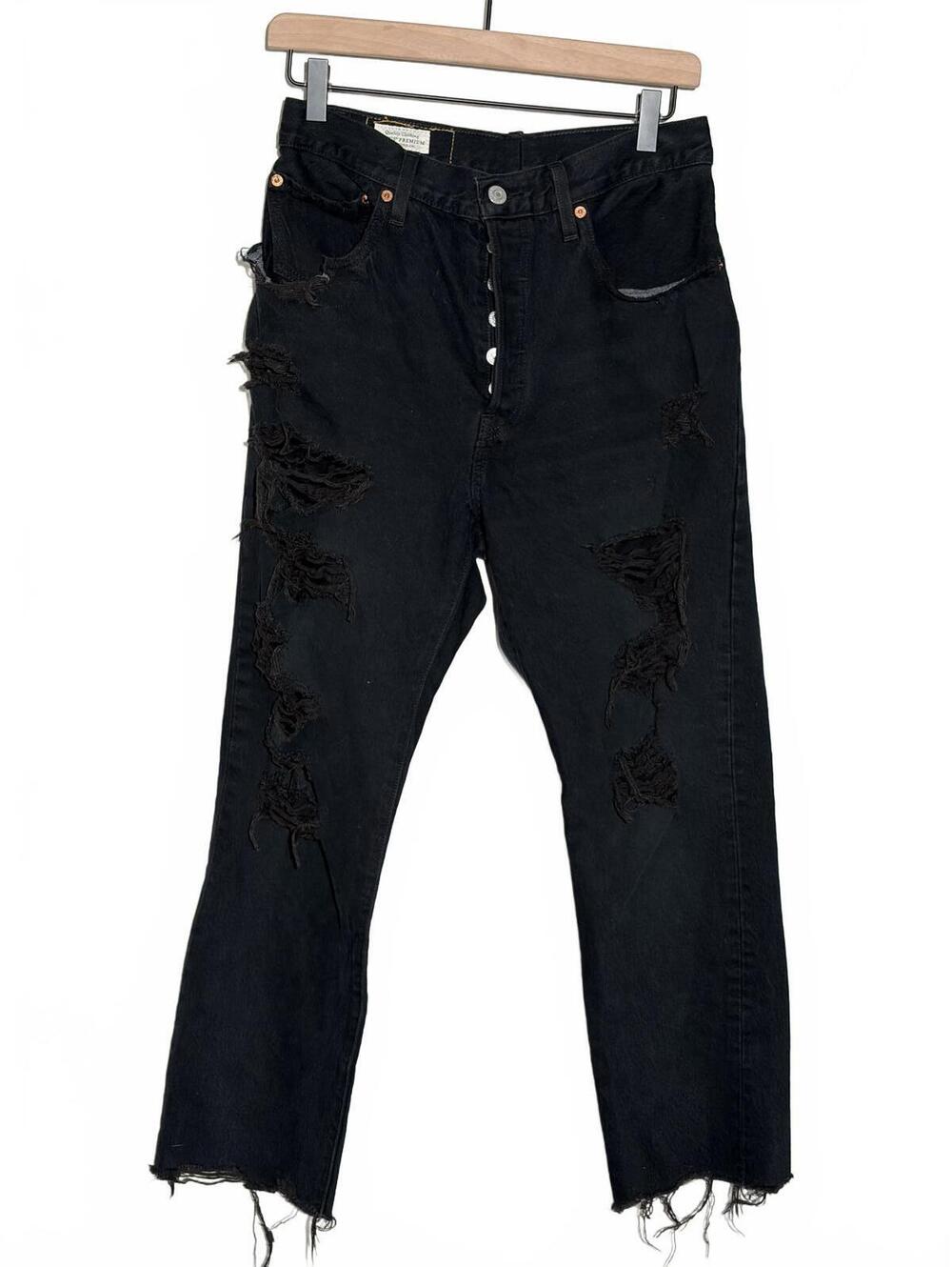 Levi's 501 Premium Gold Tab Button Fly Distressed Vintage Style Size 27
